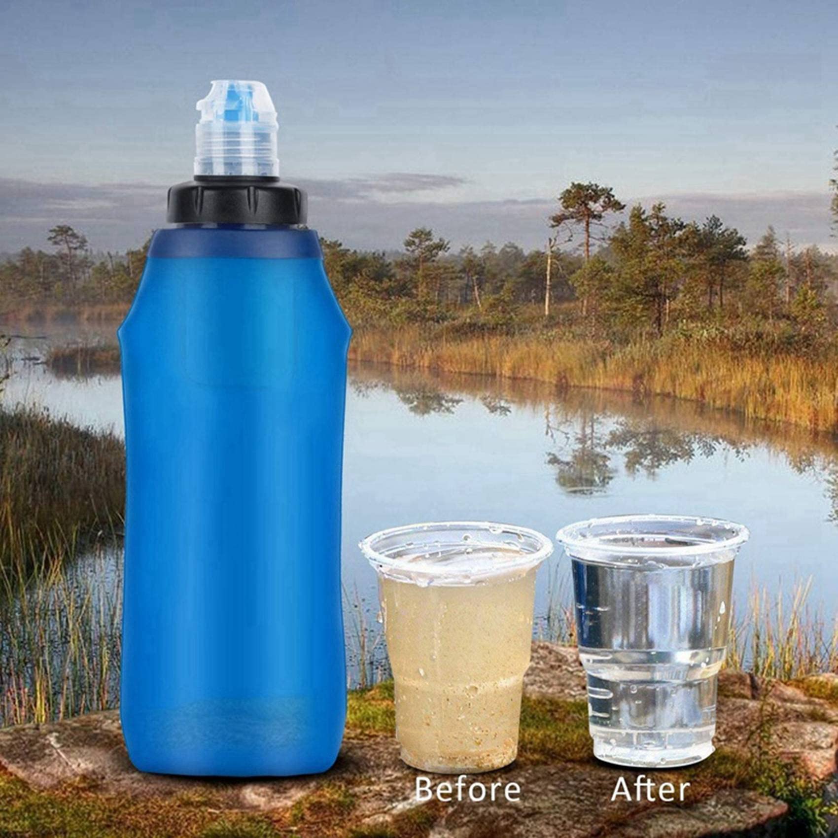 3 Pezzi 500 ML Filtro Bottiglia Filtro Paglia Morbido Pieghevole Sacchetto Filtrato Outdoor per Sport Campeggio Escursionismo Ciclismo