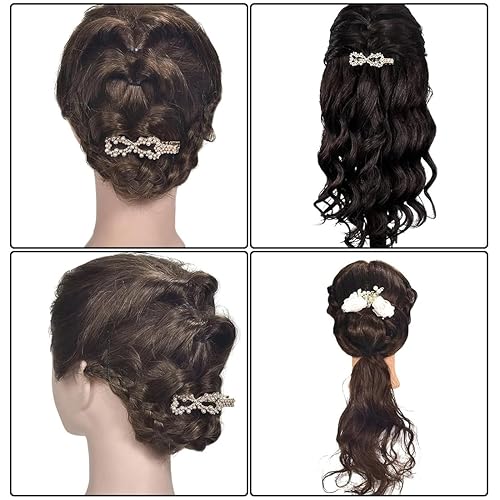 Miniatura 5 de Cabeza de maniquí de cabello humano para entrenamiento, cabeza de maniquí de cosmetología, cabeza de maniquí para trenzar peluca, soporte de cabeza