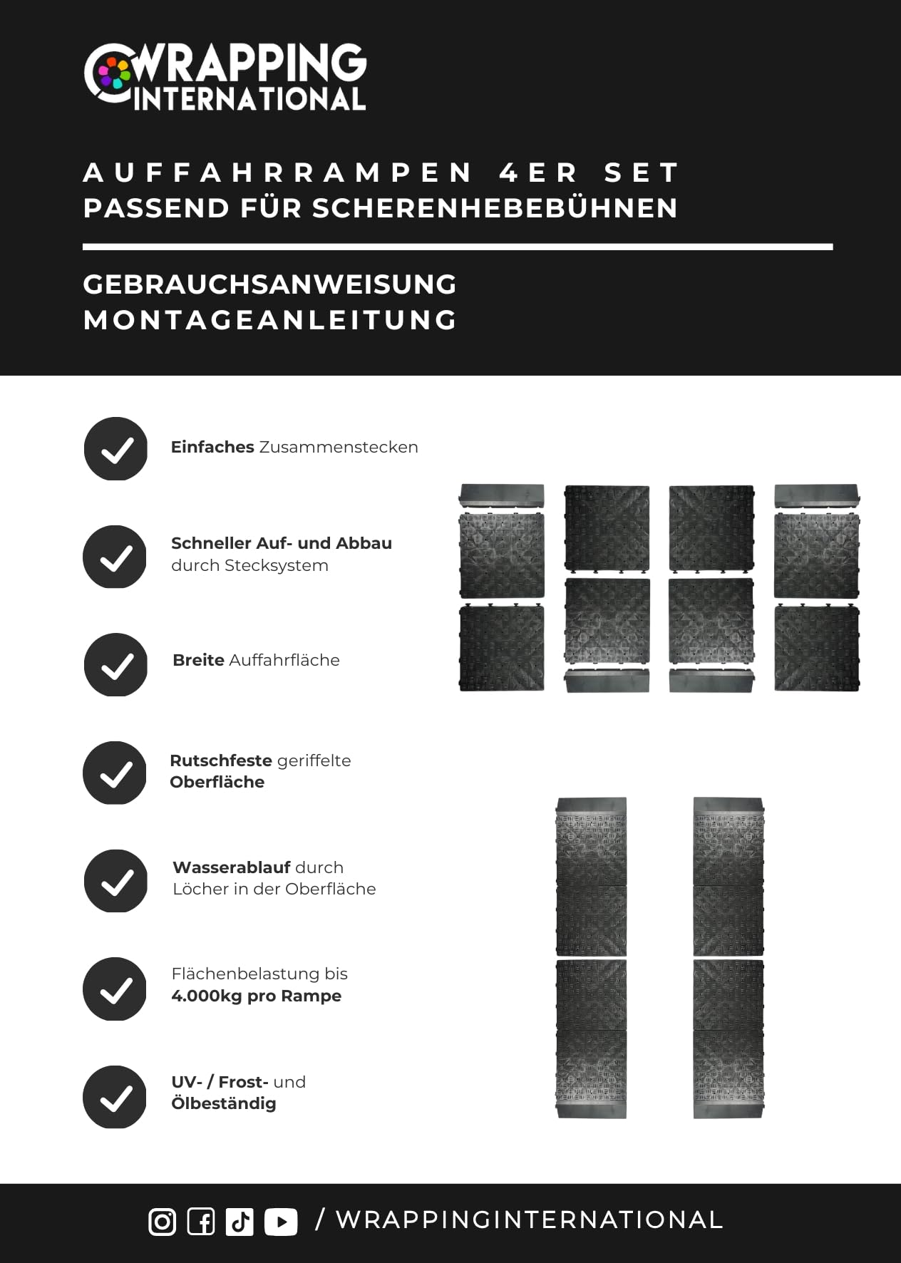 Auffahrrampen Set für Scherenhebebühne | für Tiefergelegte Fahrzeuge