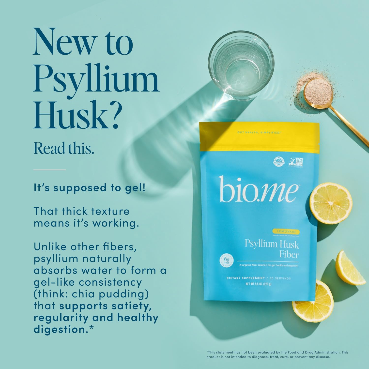 Psyllium Husk Fiber Powder (6g Per Serving) for Digestive Health & Bloating Relief, Sugar Free Lemonade Prebiotic Insoluble & Soluble Fiber Powder, Non-GMO Supplement, Gluten Free - 30 Servings - Image 3