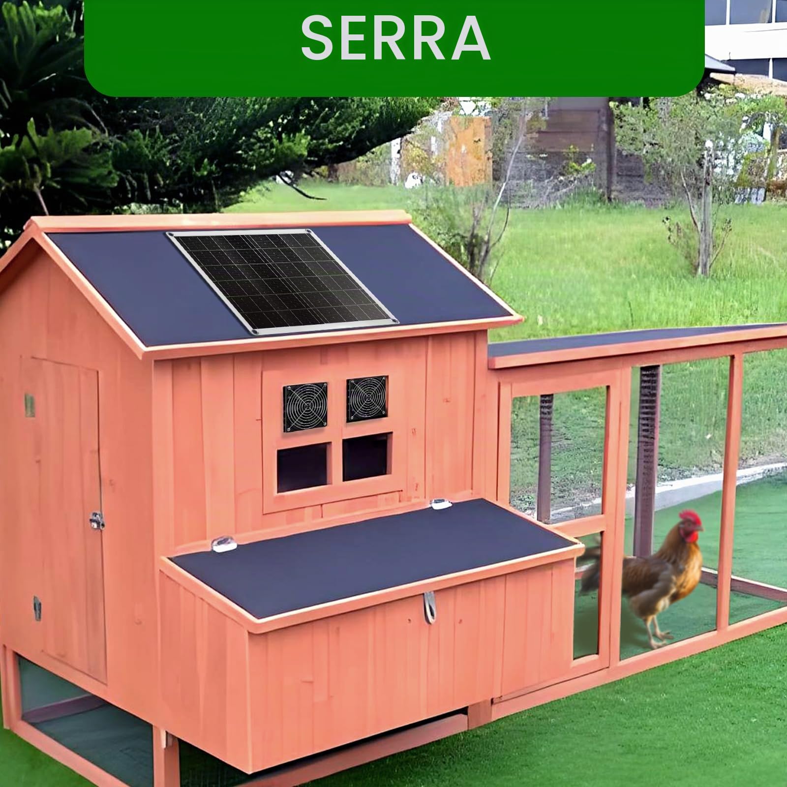 Ventilatore a energia solare, 15 W, con due ventole impermeabili IP67, per piccoli pollai, serre, capannoni, case per animali domestici, aria di aspirazione o di scarico
