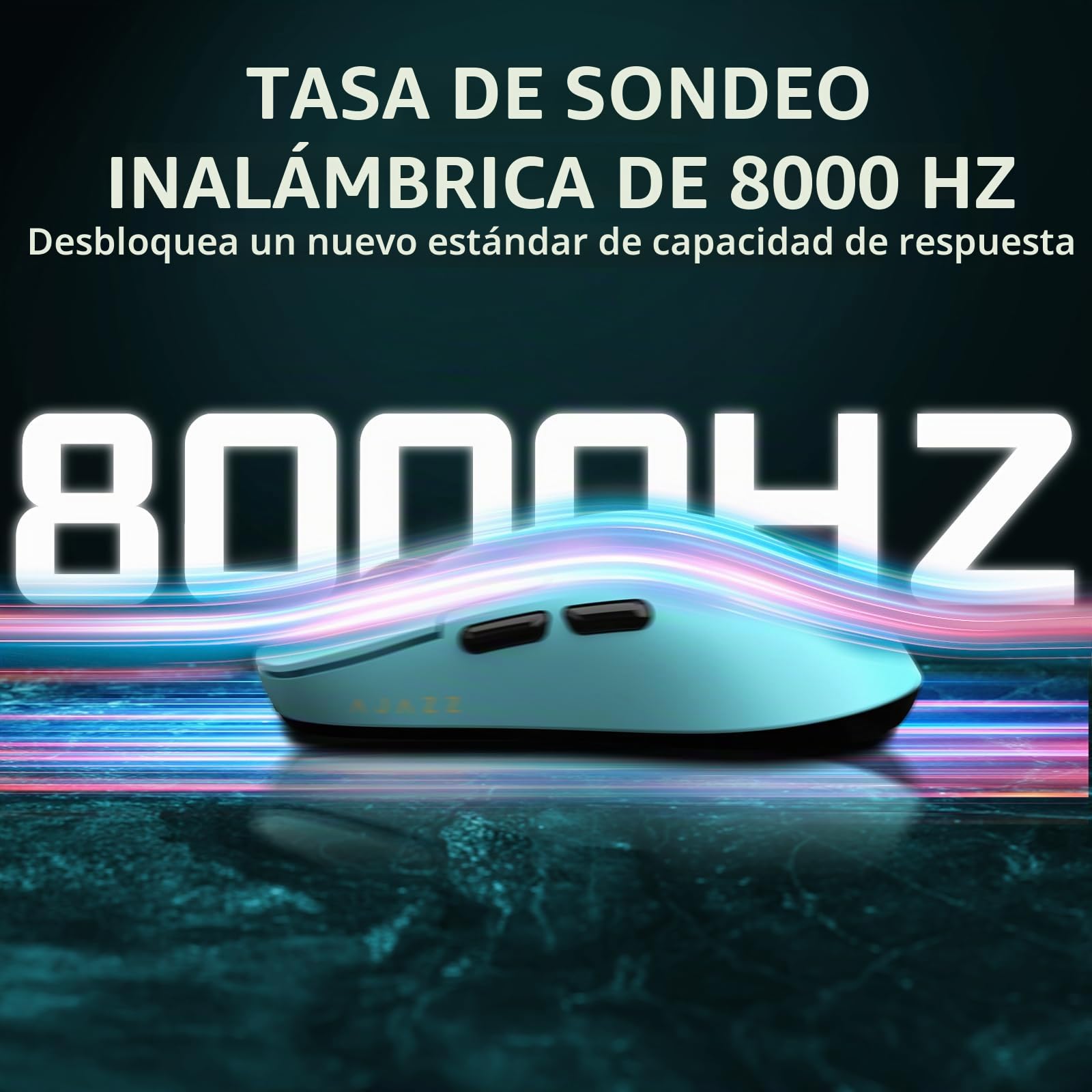 ATTACK SHARK Ajazz AJ159APEX PAW3950 Ratón Gaming, 42K dpi, 8K Hz Wireless Polling, Base de Carga Magnética RGB con Pantalla a Color, 56g Ultraligero Mouse, Cableado/2,4G/BT, PC/PS/Mac, Azul