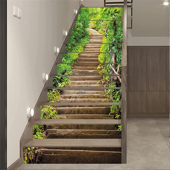 Amazon.com: artfanke 13Pcs Stair Risers Stickers - 3D Green Forest ...