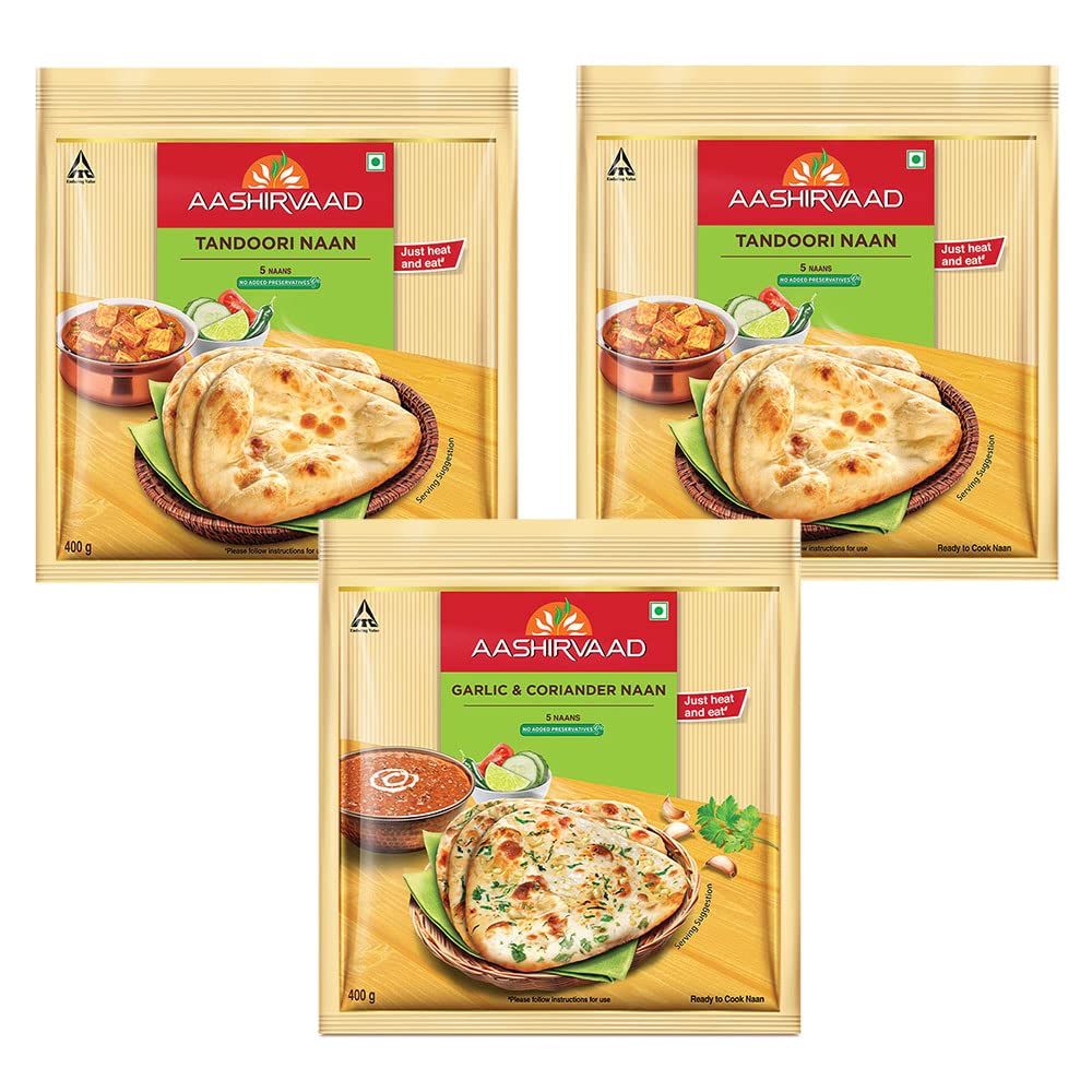 Aashirvaad Naan Combo Pack of 3-1 Garlic & Coriander Naan Paratha and 2 Tandoori Naan, 3 x 5 naans (B0BSL7HVNB) Amazon Price History, Amazon Price Tracker