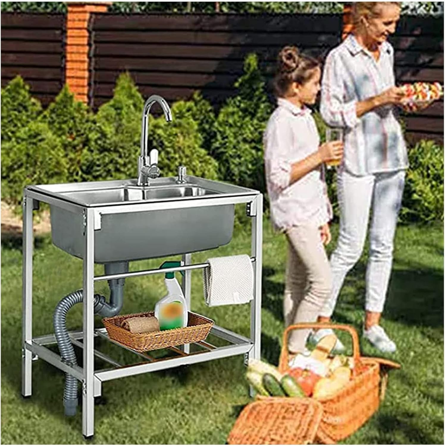 Amazon.co.jp ガーデンシンク オシャレ 流し台 簡易 屋外、流し台 簡易 キッチン 流し台 アウトドア、ガーデンシンク 深型
