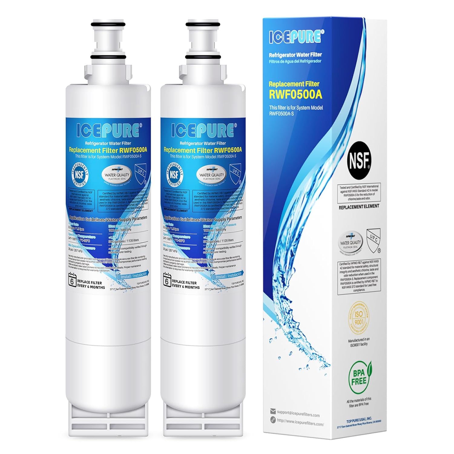 ICEPURE 4396508 Refrigerator Water Filter Replacement for EveryDrop Filter 5 EDR5RXD1 Whirlpool 4392857 NL300 4396510 4396509 4396547 LC400V