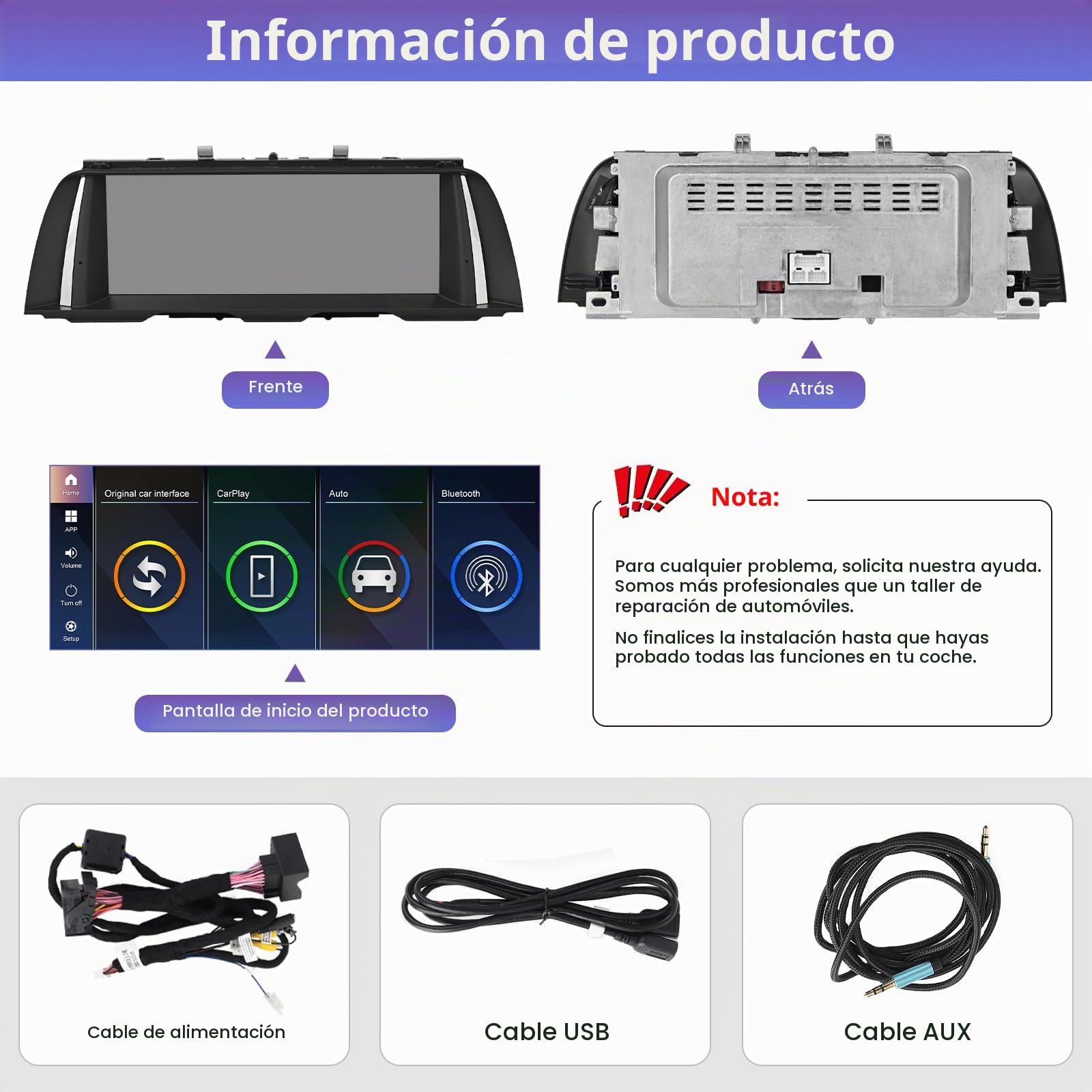 Road Top 10,25" Radio Coche CarPlay para BMW Serie 5 F10/F11 con CIC | 2010-2011, Radio de Coche, Pantalla HD Linux, CarPlay Inalámbrico, Android Auto, MirrorLink