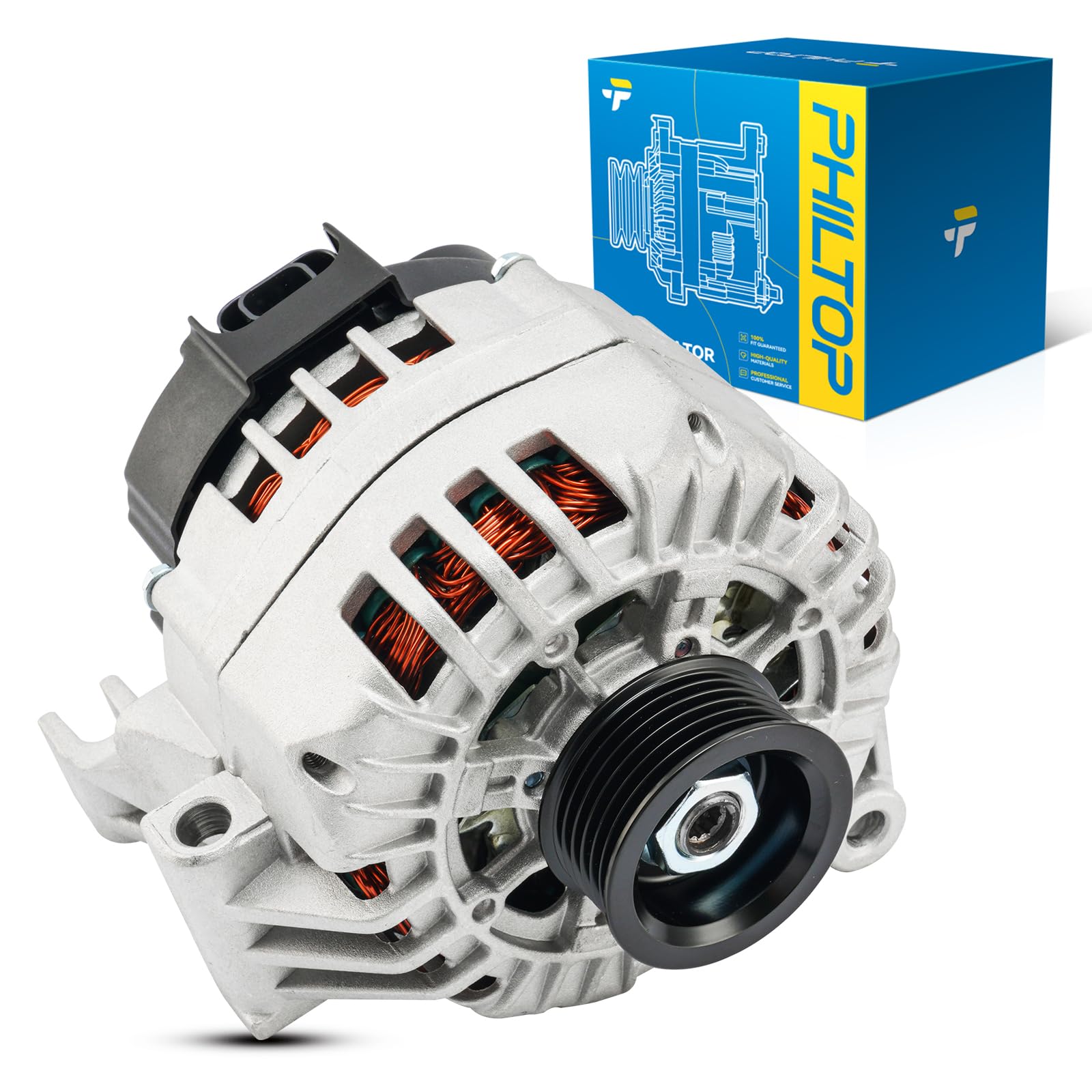 PHILTOP New 11023N Alternator Compatible with Chevrolet, Pontiac, 2005-2008 Uplander, 2005-2007 Terraza, 2005-2006 Montana, 2005-2007 Relay 125A Alternator Replacement