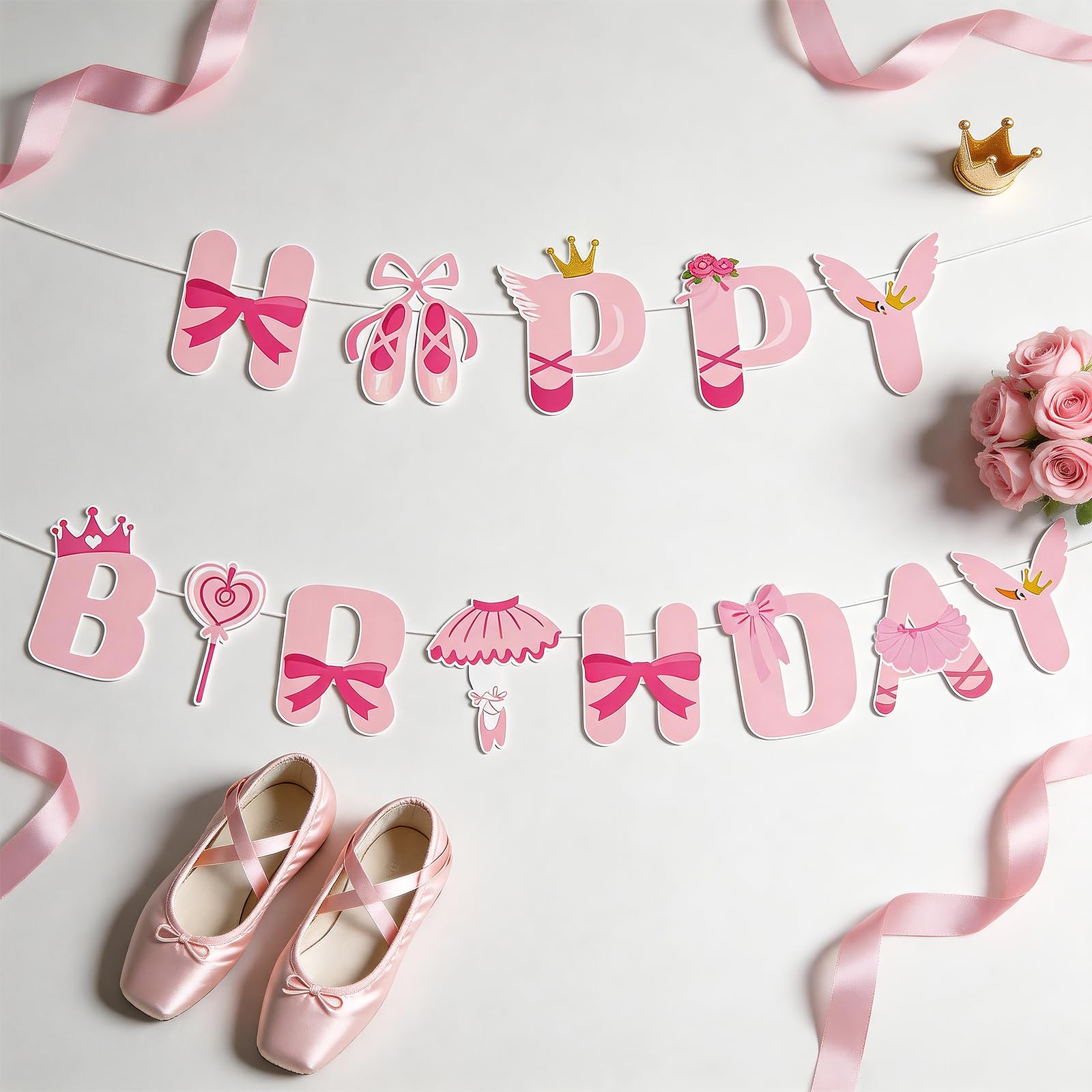 Ballet Birthday Banner - Elegant Pink Party Decorations for Adults - DIY Dance Theme Celebration Banner - Perfect for Birthday Party Decor