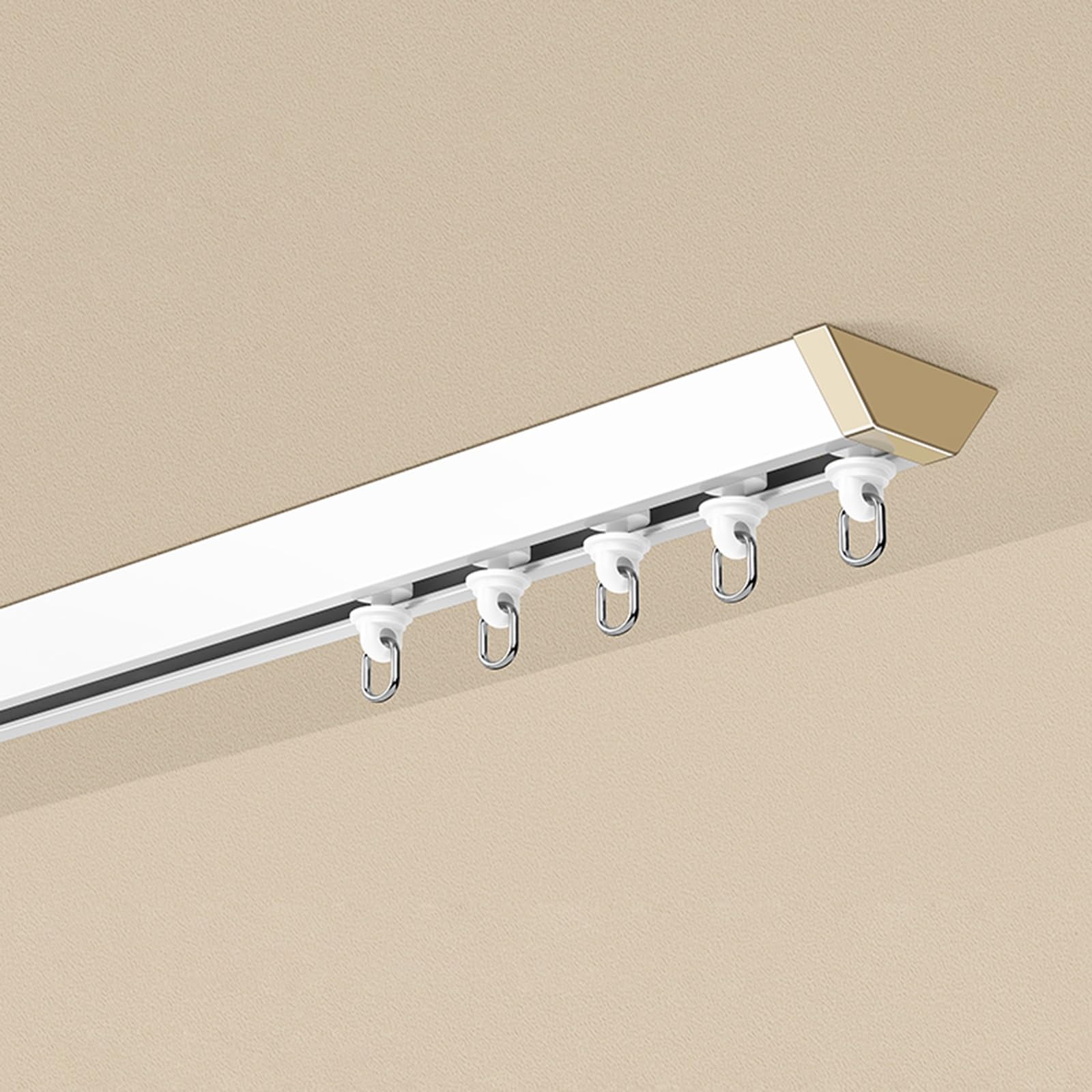 Rail de rideau ultra fin simple ou double pour chambre à coucher, salon, baie vitrée, douche (simple 130 cm) Design élégant Installation facile