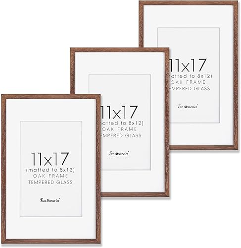 Portarretratos de madera de roble de 11 x 17 pulgadas, marco de madera de 3, 11 x 17 pulgadas, marco de madera mate a 8 x 12, 11 x 17 pulgadas,