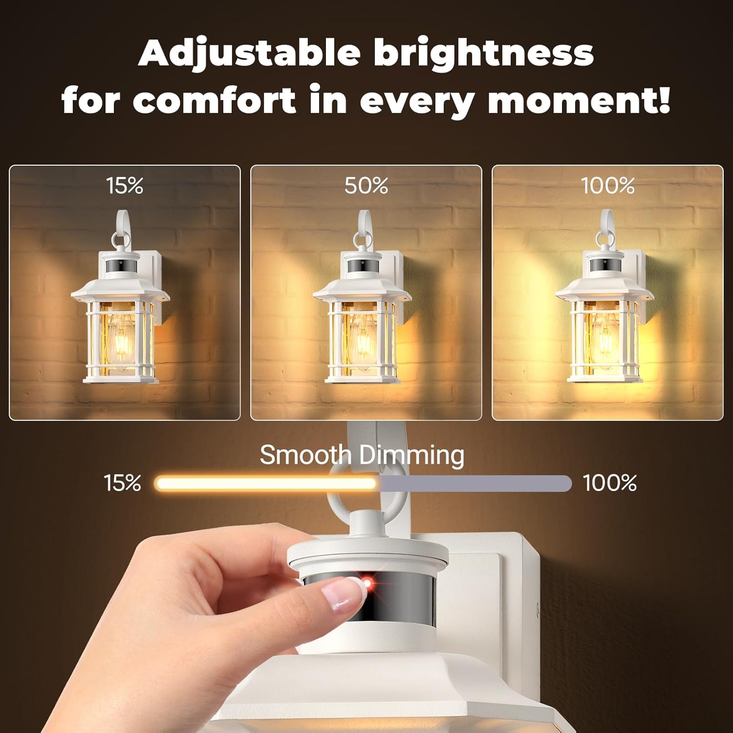 White Outside Lights for House with GFCI Outlet, 3 Modes Motion Sensor Porch Light with Outlet, Aluminum Dusk to Dawn Exterior Lighting Fixtures, for House, Porch, Garage