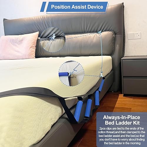 Miniatura 5 de Escalera de cama para personas mayores, asistencia de dominadas con asas antideslizantes y altura ajustable, ayuda de movilidad resistente para