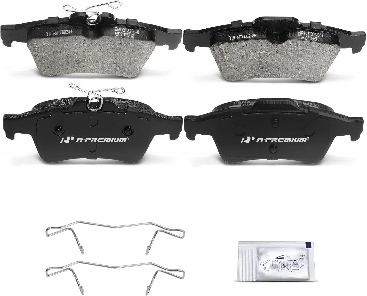 A-Premium Rear Ceramic Brake Pads Set Compatible with Chevy, Ford, Jaguar, Mazda, Pontiac, Saab, Saturn and Volvo Models - Cobalt, Escape, Focus, 3 Sport, 5, S-Type, 9-3, 9-3X, Sky, C30