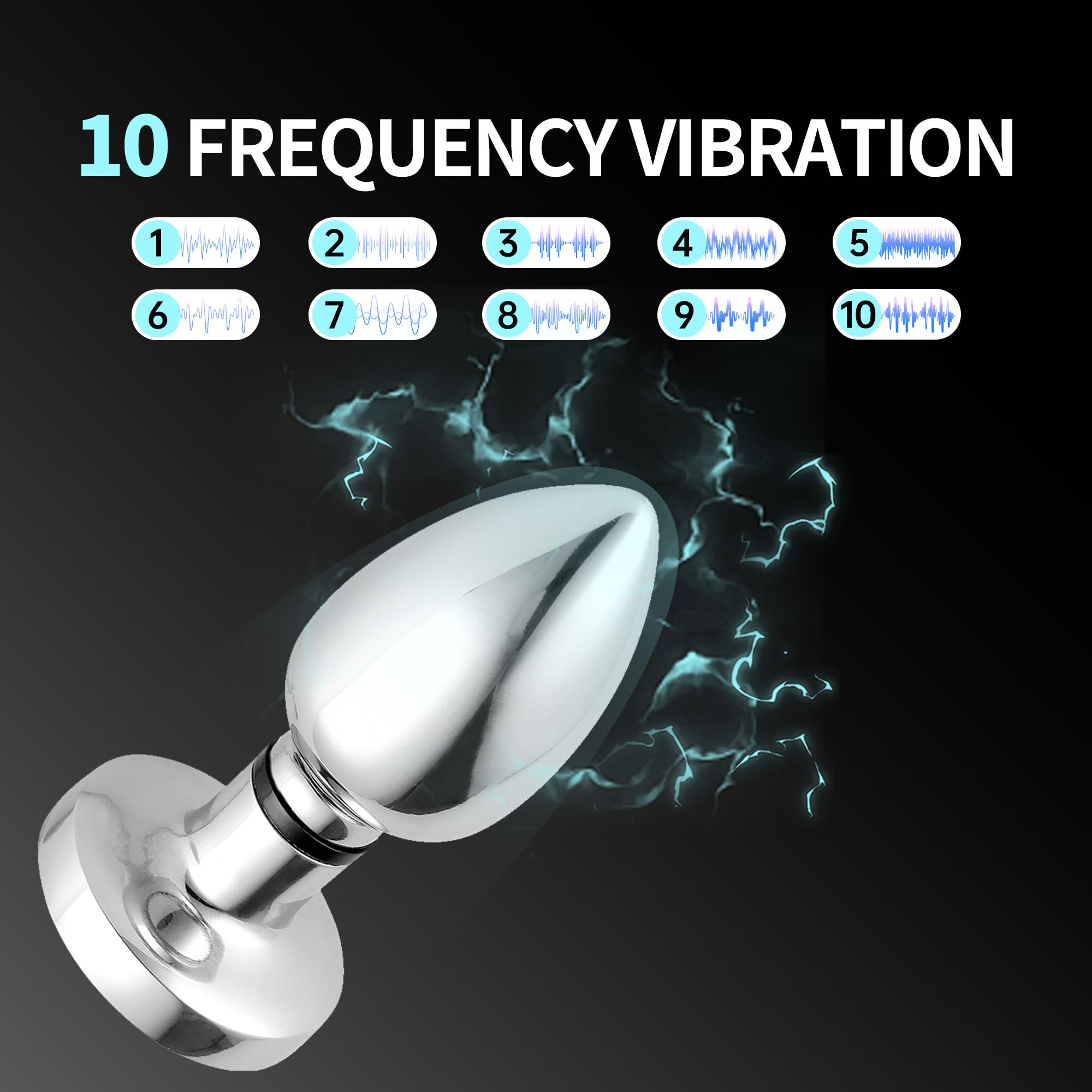 Plug Anal Fiche avec 10 Modes de Vibration et 10 Modes de Choc Electrique Acier Inoxydable Plug Anus Électrique Avec Télécommande Butt Plug Sex Toys (Taille S)