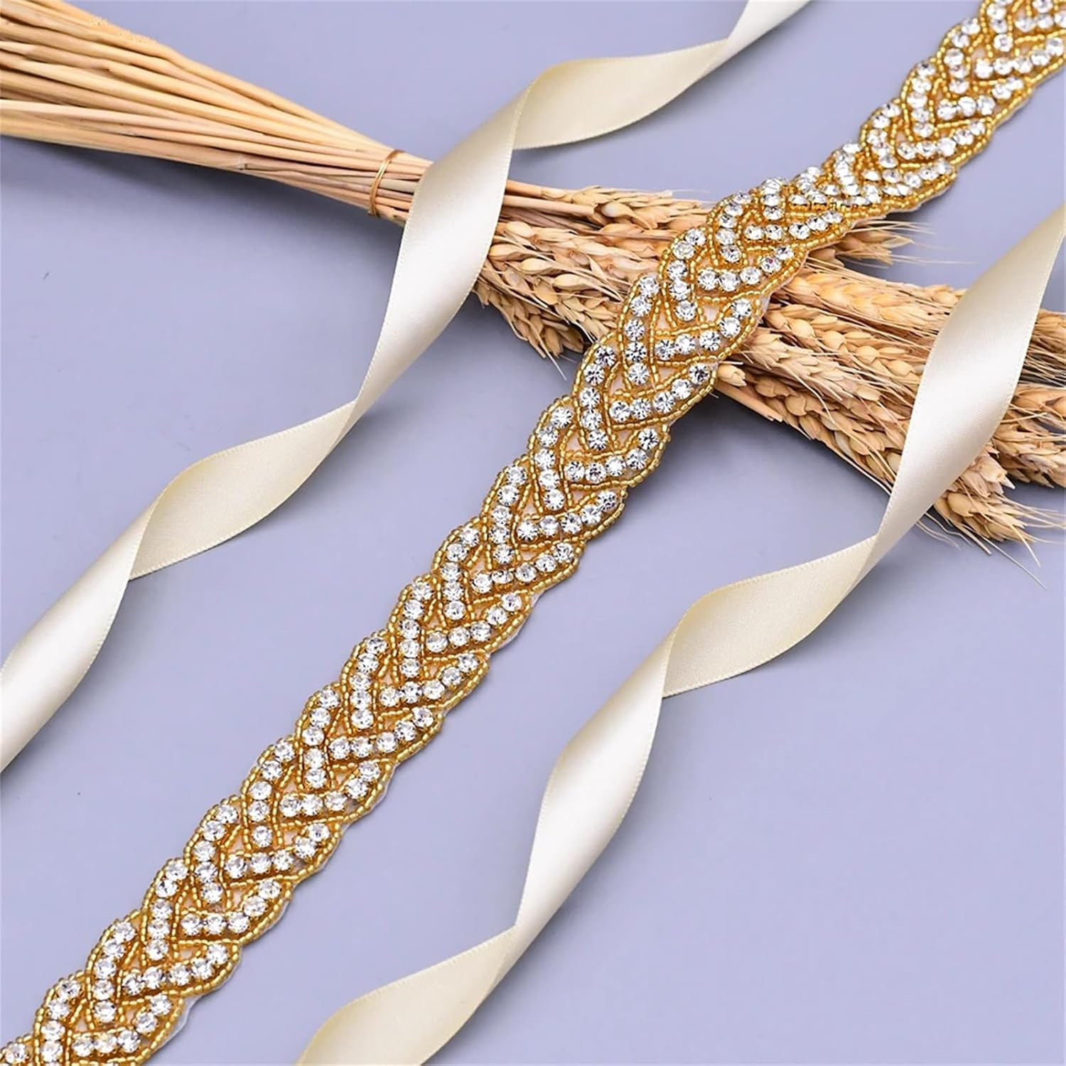 Women’S Golden Full Rhinestone Designer Bridal Sash Luxury Waistband Jewel Applique Handmade Wedding Belt For Gown And Party Dress Decoration