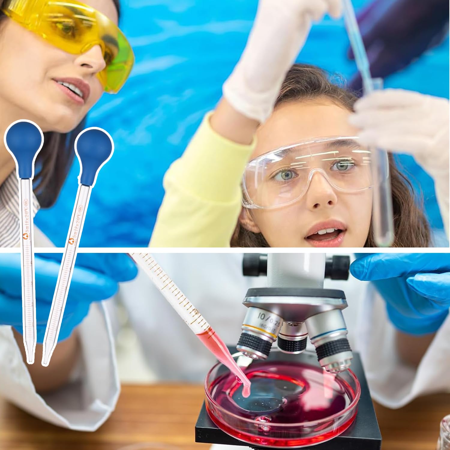 2er Set Glaspipette 10ml Mit Bürsten– Hochwertige Pipetten aus Glas für präzises Dosieren von Flüssigkeiten – Laborqualität für ätherische Öle, Chemikalien, Parfüms und mehr