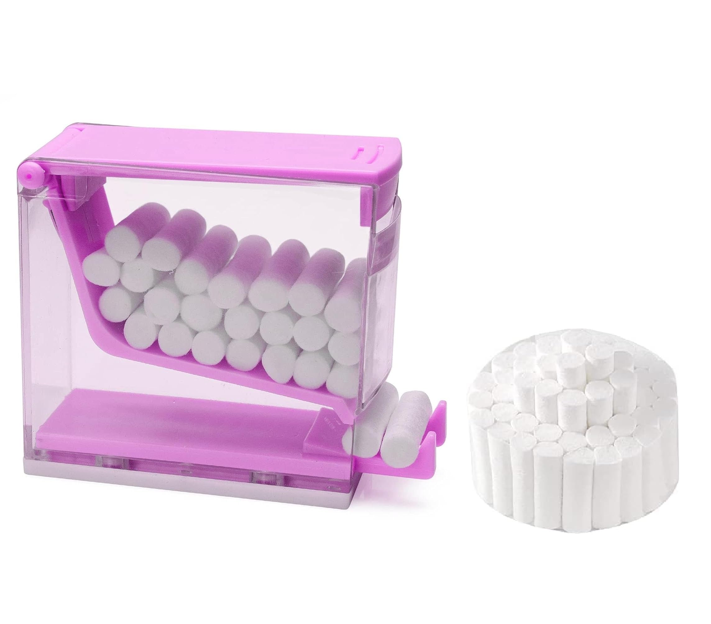 AmeriCan Goods Dental Push Style Cotton Roll Dispenser with 50/Pcs Cotton Rolls Heavy Non-Slip Dental Cotton Rolls Holder (Purple)