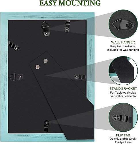Miniatura 5 de Emfogo Portarretratos de 5 x 7 pulgadas, paquete de 2 portarretratos rústicos de 5 x 7 pulgadas con vidrio real, marco de fotos de madera maciza de