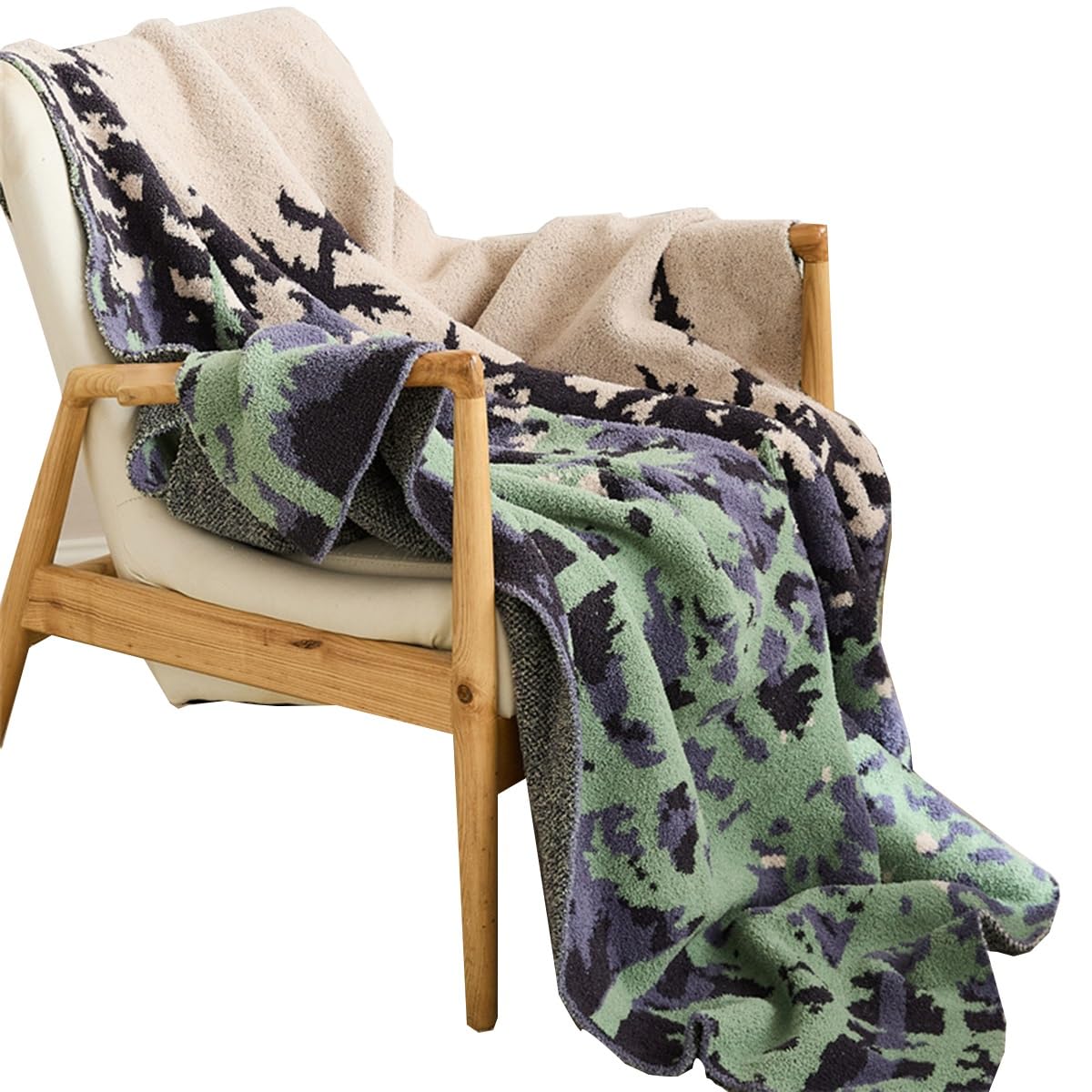 Zielony Koc Do Rzucania Na Kanapę, 63" X51" Farmhouse Boho Throw Blanket, Dzianinowy Koc Do Rzucania Dla Miękkich, Domowe Koce Dekoracyjne Na Łóżko, Krzesło, Sofę