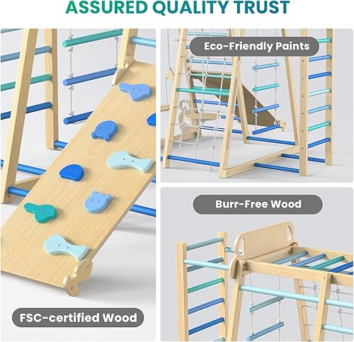 Miniatura 4 de Zona de juegos interior mejorada, 9 en 1, juguetes de escalada para niños, estilo Montessori Filosofía Waldorf, juego de escalador de madera con