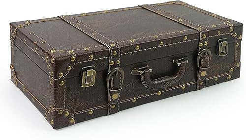 DreamsEden Maleta de almacenamiento de madera pequeña, caja decorativa vintage con correa, baúl de almacenamiento portátil de madera para guardar