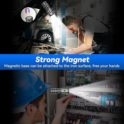 Miniatura 3 de XC06 Mini linterna recargable, linterna de bolsillo con imán, linterna compacta pequeña súper brillante, linterna EDC de 5 modos para camping,