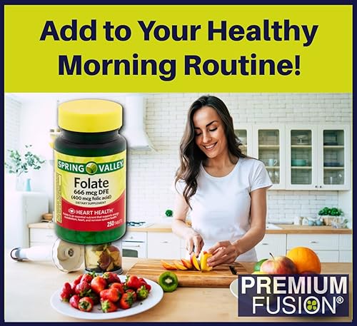 Miniatura 6 de Folato 666 mcg DFE (vitamina B9) - 400 mcg de ácido fólico - Suministro de tabletas para 250 días - de Spring Valley + bolsa de vitaminas y guía de