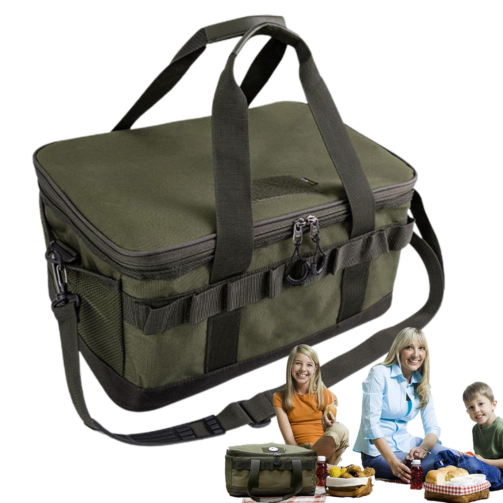 Borsa portaoggetti da campeggio - Tote da esterno, borsa da viaggio | Grande borsa da viaggio Oxford 600D impermeabile con manici e tracolle per picnic, escursionismo e cucina C