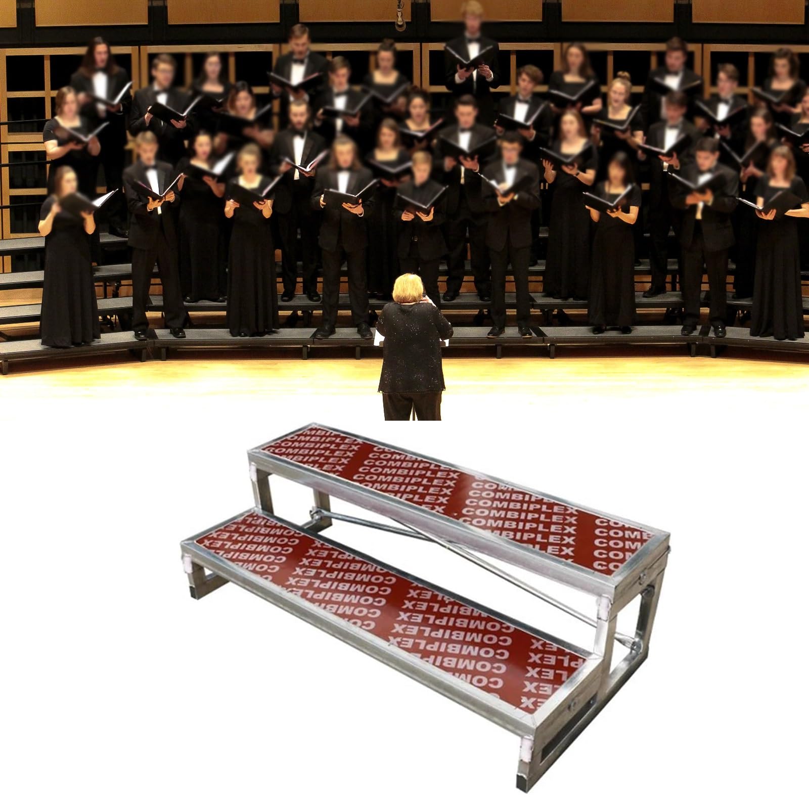 Generisch Robuste, einfach zu montierende Chorpodeste – 1/2/3-stufige, bewegliche Stufen für Veranstaltungen, Musikfestivals und Abschlussfeiern – Professionelle Bühnentechnik (128 x 60 x 40 cm)