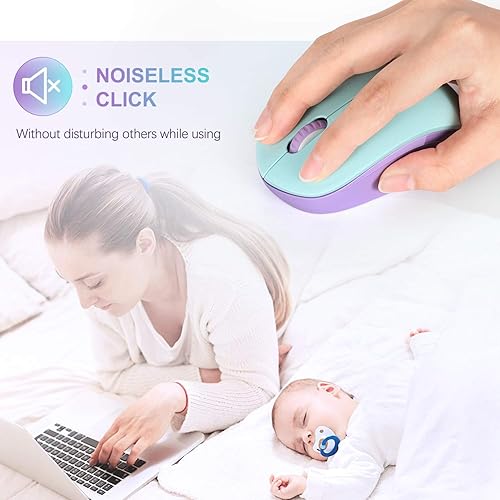 Miniatura 2 de seenda - Mouse inalámbrico silencioso de 2.4 G, con receptor USB para PC, tablet, laptop y, Windows, Mac y Linux