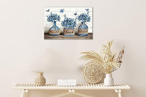 Miniatura 4 de TIHUSAGO Arte de pared de granja, arte en lienzo con flores de naturaleza muerta, impresiones para decoración de baño de campo, pintura de tarros