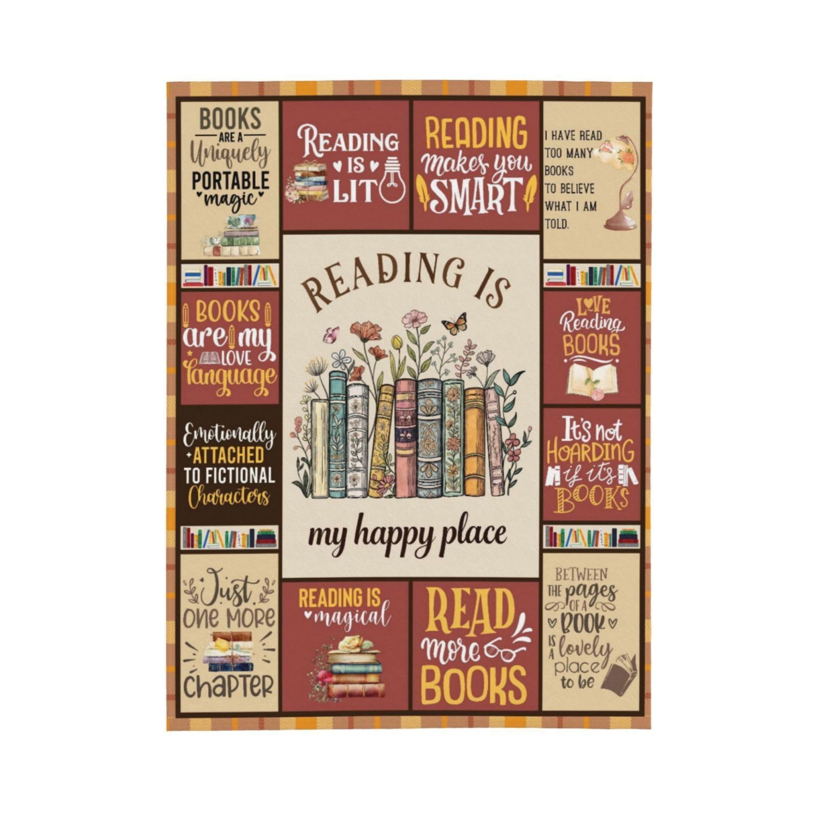 GardEssere Reading Book Blanket for Women Men Cozy Soft Warm throw Blankets Gifts for Reading Lover Bookish Christmas Birthday Graduation for Bookworms 100x130 CM — image 1