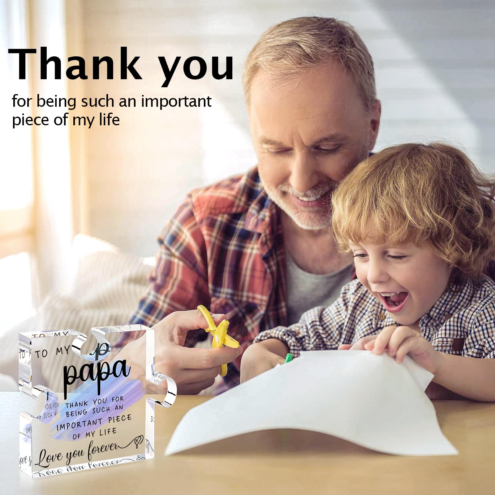Papa Gifts from Grandkids - Papa Gifts from Grandchildren - Best Papa, Grandpa, Grandfather Gifts Card, Papa Fathers Day, Grandparents Day, Birthday Gifts from Grandkids - Papa Puzzle Piece