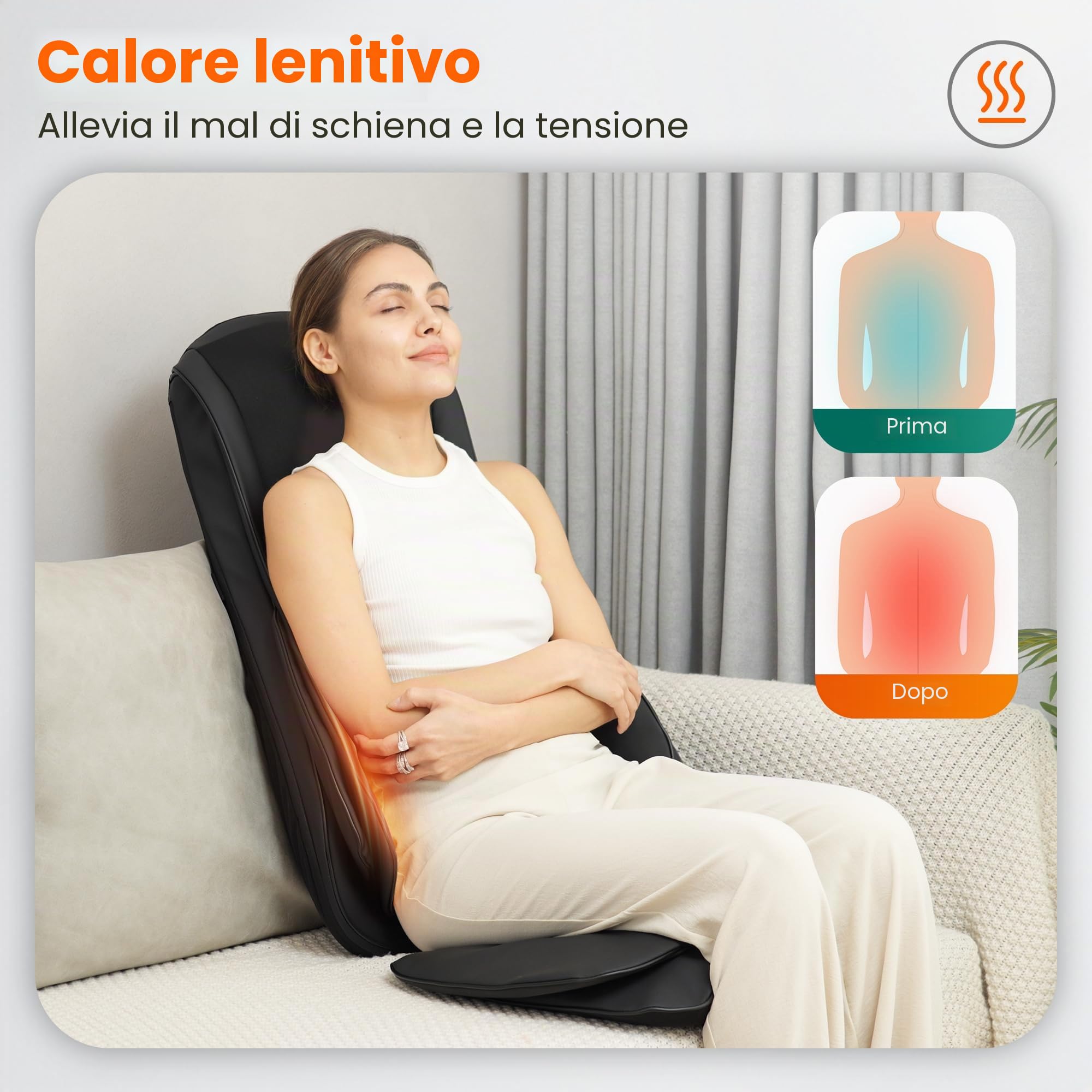 Snailax Cuscino per sedile massaggiante Shiatsu aggiornato con calore, cuscino massaggiante con compressione che impasta la vibrazione