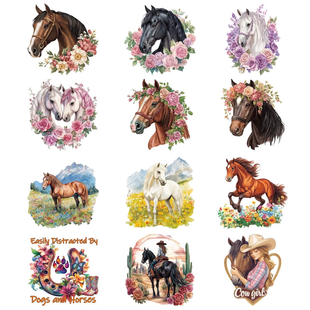 Autocollants à repasser cheval en PET lavable haute résistance, 22,9cm