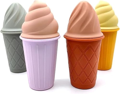 Miniatura 3 de Beach Combers Shop Juego de cuatro juguetes coloridos y divertidos imaginativos de silicona flexible para helados, arena y agua