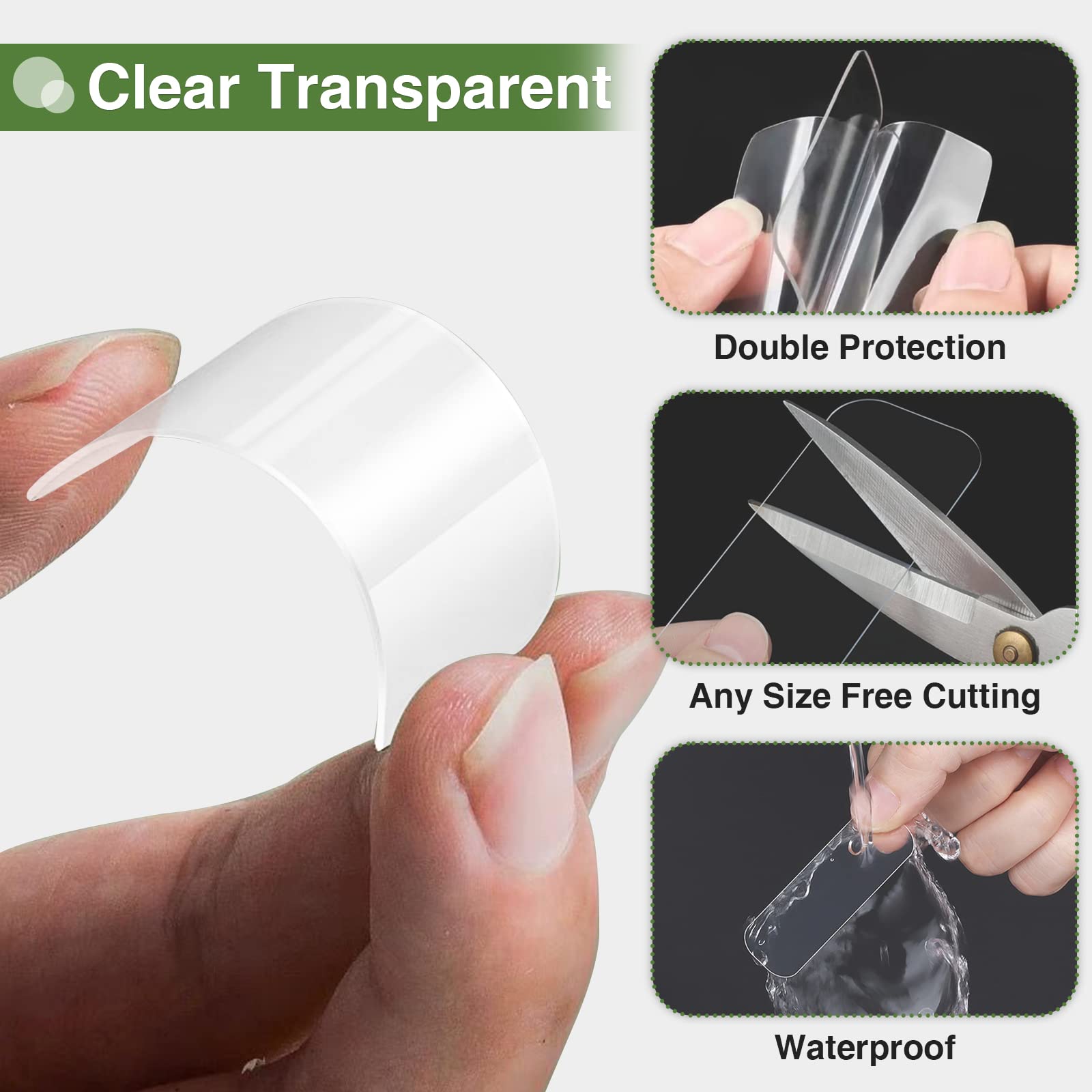 Cinta de doble cara resistente, total de 30 pies, 180 unidades de cinta adhesiva fuerte para montaje sin rastro, extraíble e impermeable (3 paquetes)