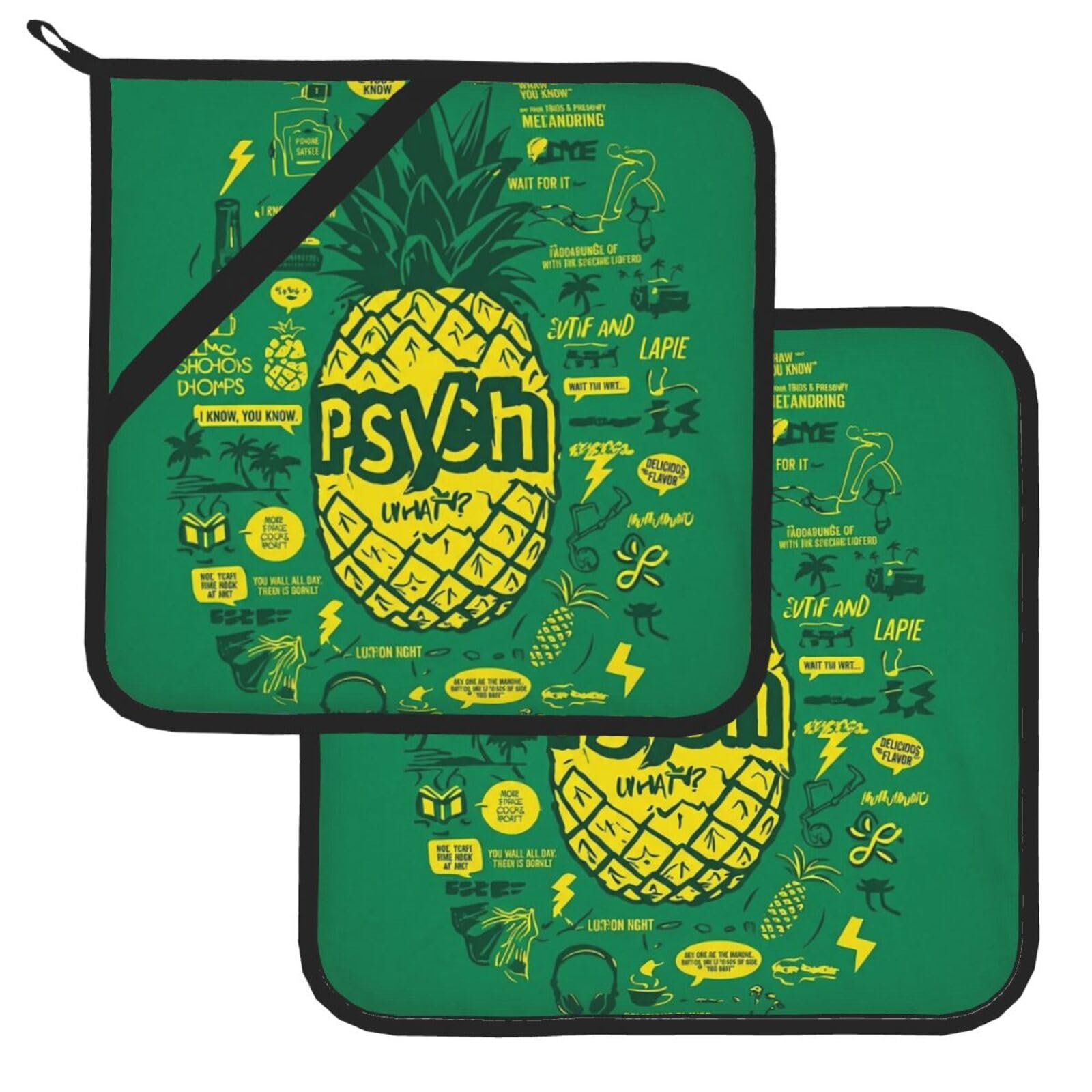 Pot Holder Set of 2 Heat Resistant Potholders Psych pineapple quote Pot Holders Non Slip Kitchen Trivets Cooking Hot Potholder Washable Oven Mitts Oven Hot Pads for Kitchen Baking BBQ
