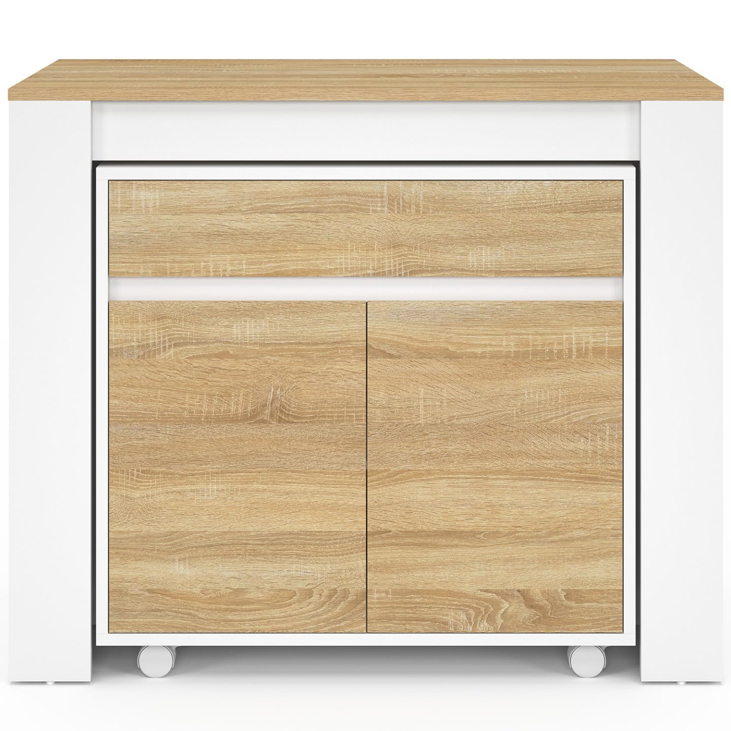 IDMarket - Table Buffet Extensible Orlando 10 Personnes 235 cm Bois Blanc et façon hêtre