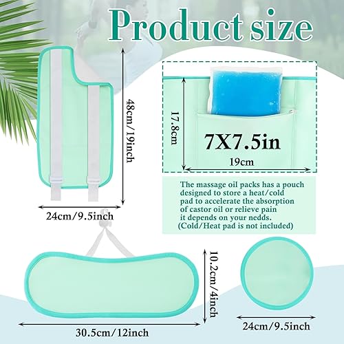 Miniatura 2 de Sherr Paquete de 8 piezas de aceite de ricino reutilizable, paquete de aceite de ricino para pecho, hígado y cuello, compresas de aceite de ricino