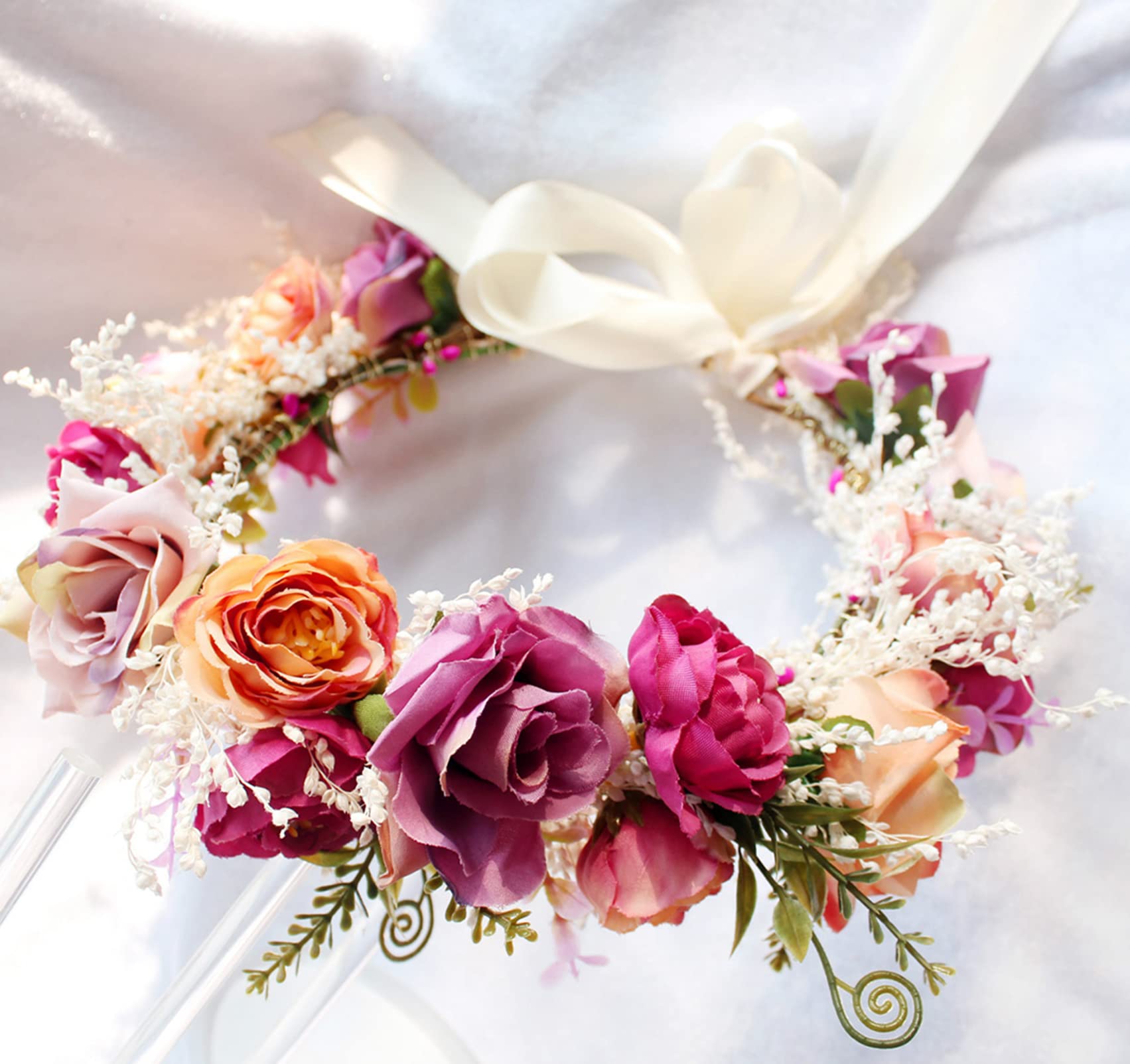 Amazon.com : Trepveter Rose Floral Crown Headband Headpiece 