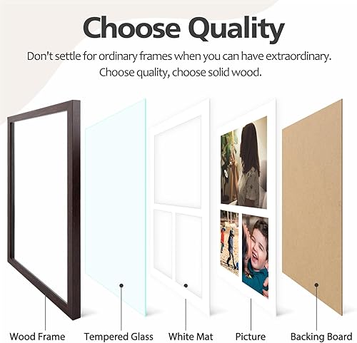 Vista 180 de Golden State Art, Juego de 2 portarretratos de madera blanca de 12 x 17 pulgadas, paspartú blanco para fotos de 8 x 10 y 5 x 7 pulgadas, vidrio