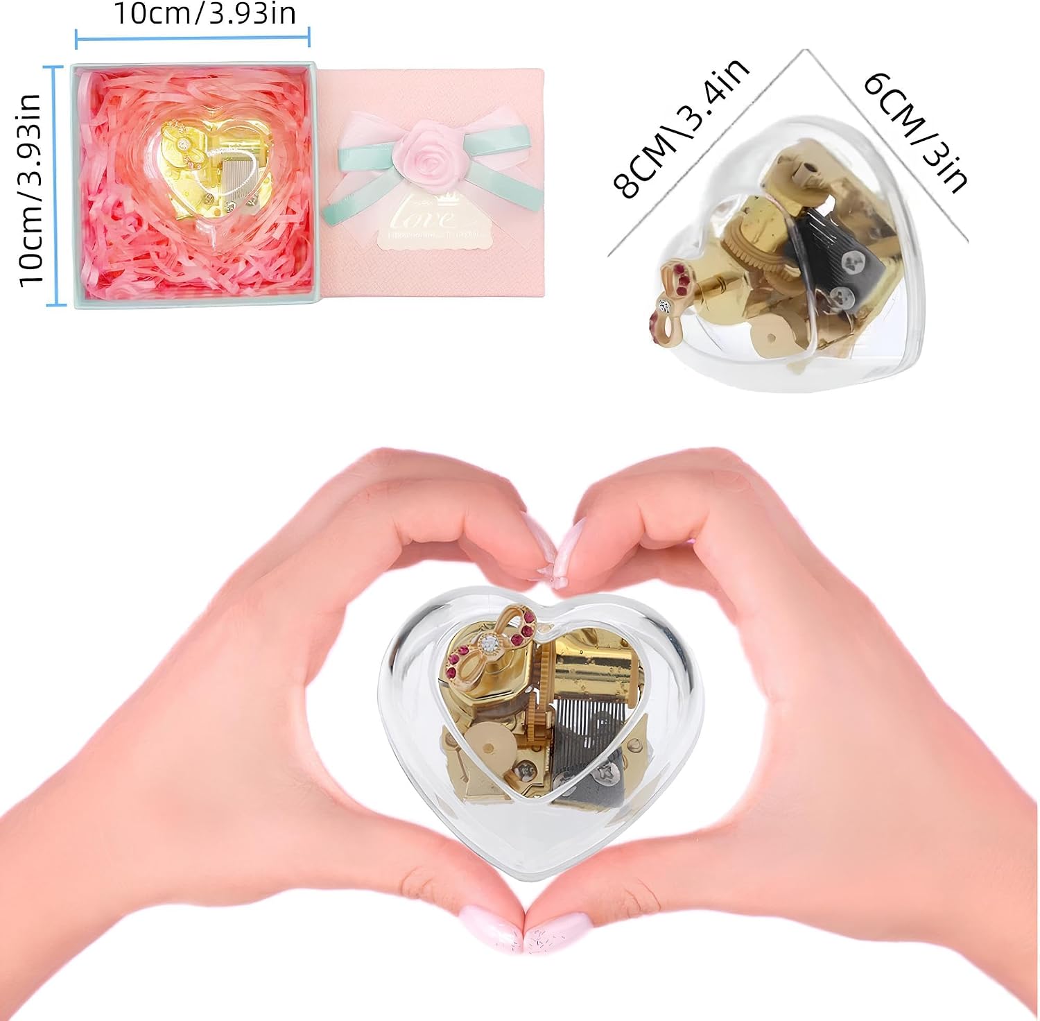 A Time for Us Music Box,Heart-Shaped Clear Mechanical Music Box,Gifts for Birthday Christmas Wedding Valentine's Mother's Day. (Romeo and Juliet) image 5