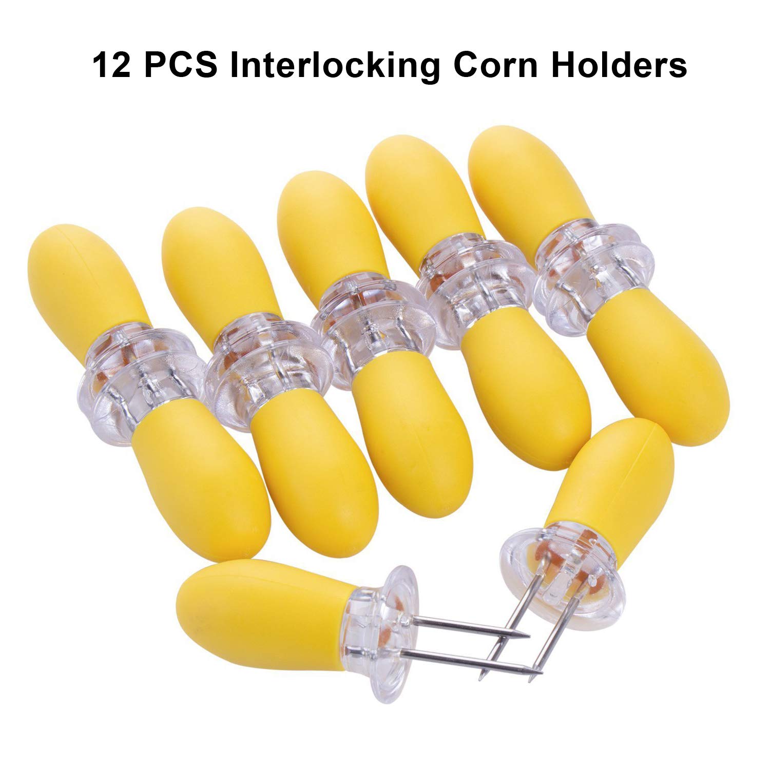 AUGSUN Set Di Supporti Per Pannocchie 10+5 | Piatti E Forchette Per Mais | Con Spalmatore Per Burro E Spazzola | Accessori Da Cucina E Barbecue