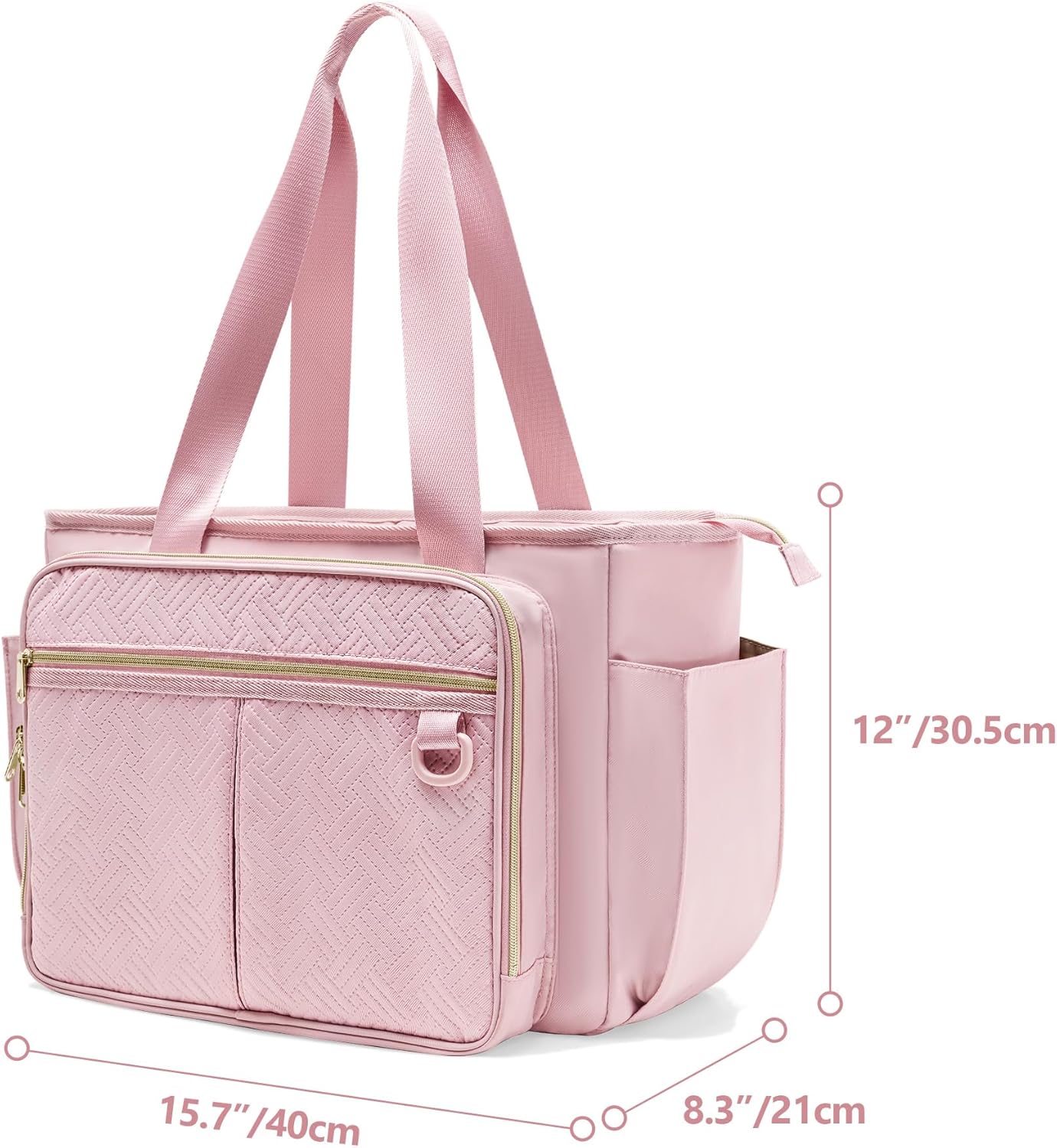 Teacher Tote Bag with Accordion File Organizer Pocket, Large Teacher Work Utility Bag for Women, Pink(Patent Design) - Image 7