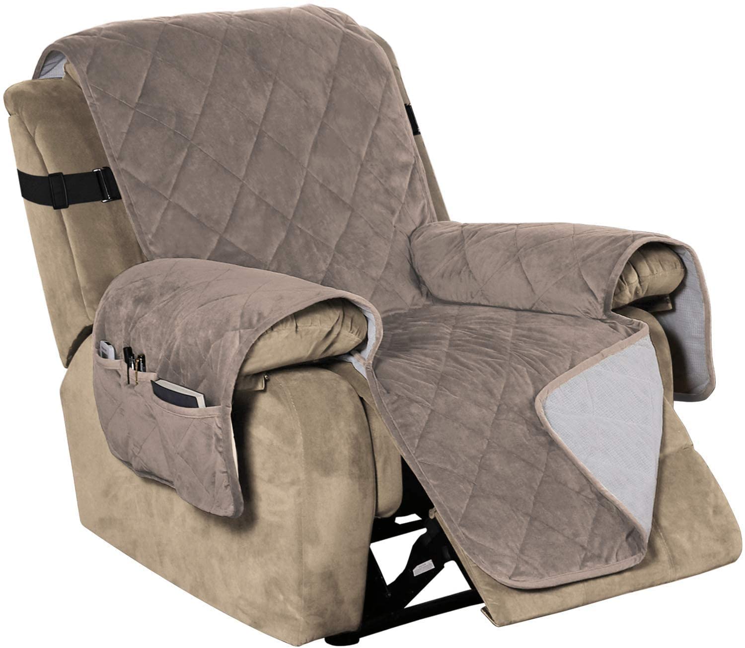 Funda para silla reclinable antideslizante con correa elástica ancha de terciopelo