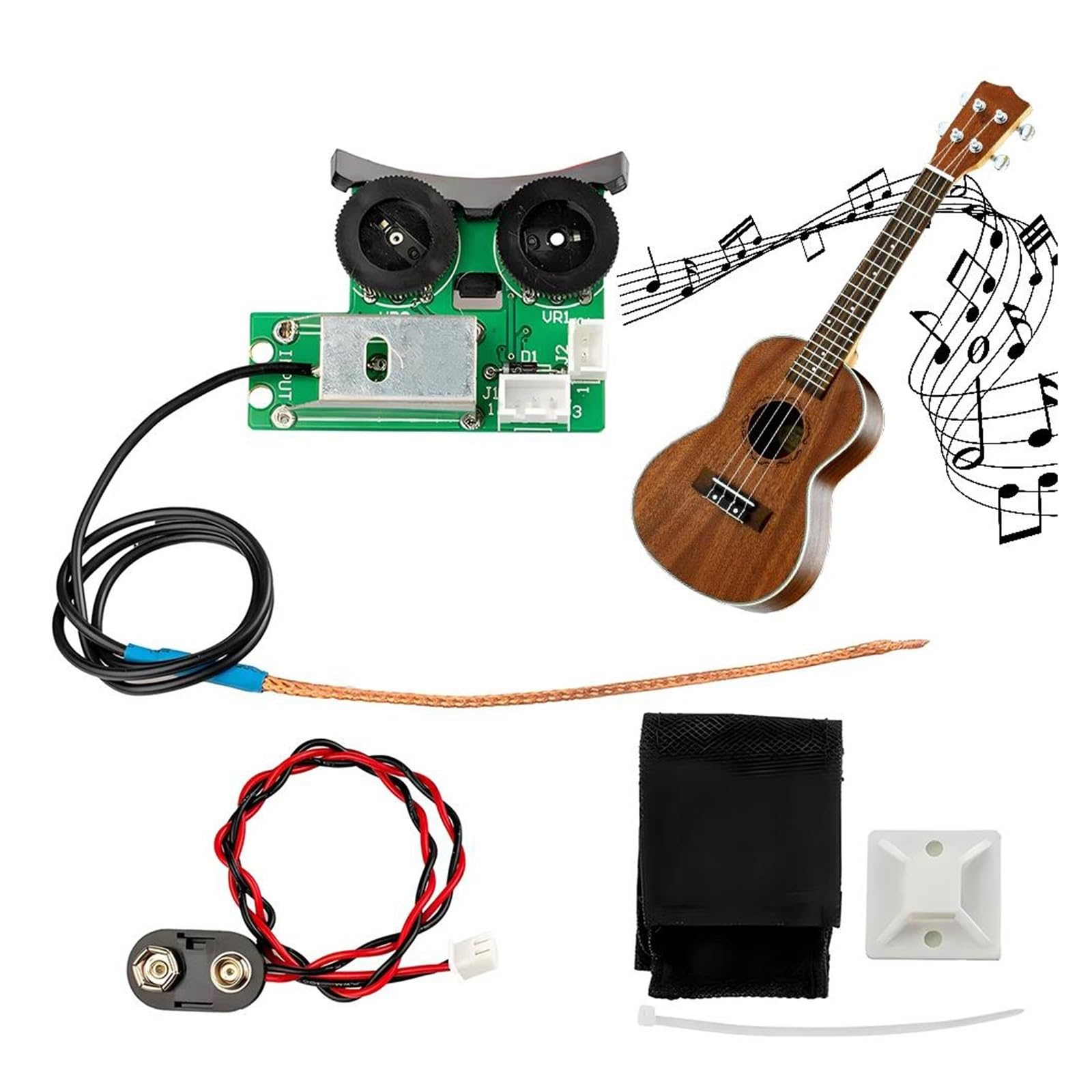 Professionelle Akustikgitarren-Tonabnehmer, Tailpin-Tonabnehmer, akustische Gitarre, DIY-Stimmgerät, piezoelektrischer Typ, geeignet für klassische Ukulelen