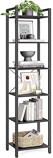 VASAGLE Regal, Bücherregal, Standregal, DVD-Regal, mit 6 Ebenen, Büroregal, offene Ablagen, für Büro, Wohnzimmer, Schlafzimmer, Küche, 30 x 40 x 186 cm, ebenholzschwarz-tintenschwarz LLS101B56