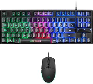 Mars Gaming MCPTKLES, Combo RGB Teclado y Ratón, Diseño TKL, Layout Español